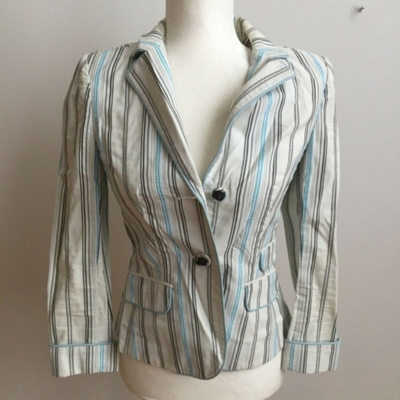 GIVENCHY Striped Nautical Sz 38 US XSmall Blazer - Picture 1 of 8